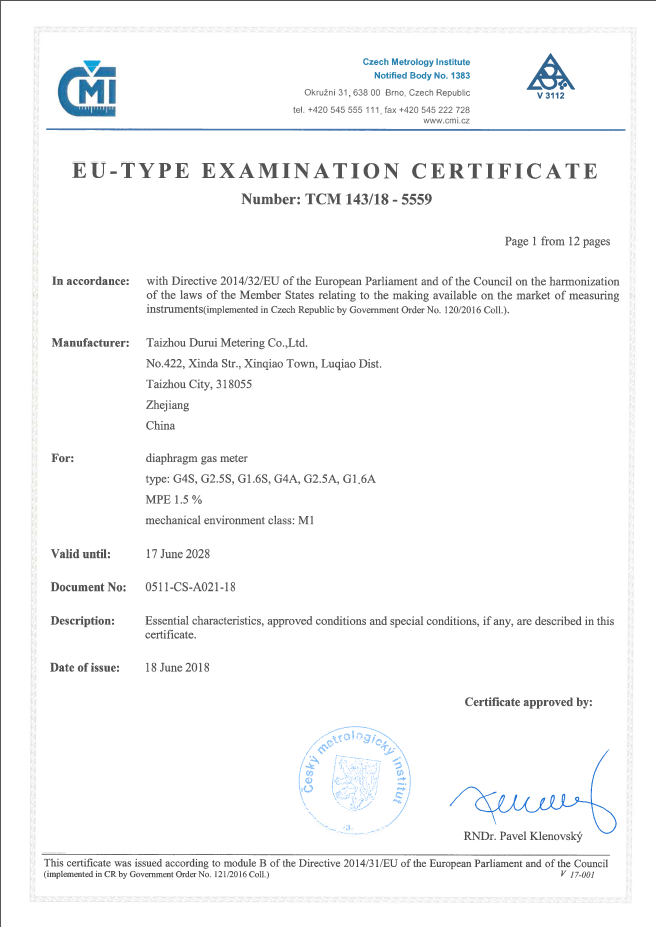 EN1359 certificate
