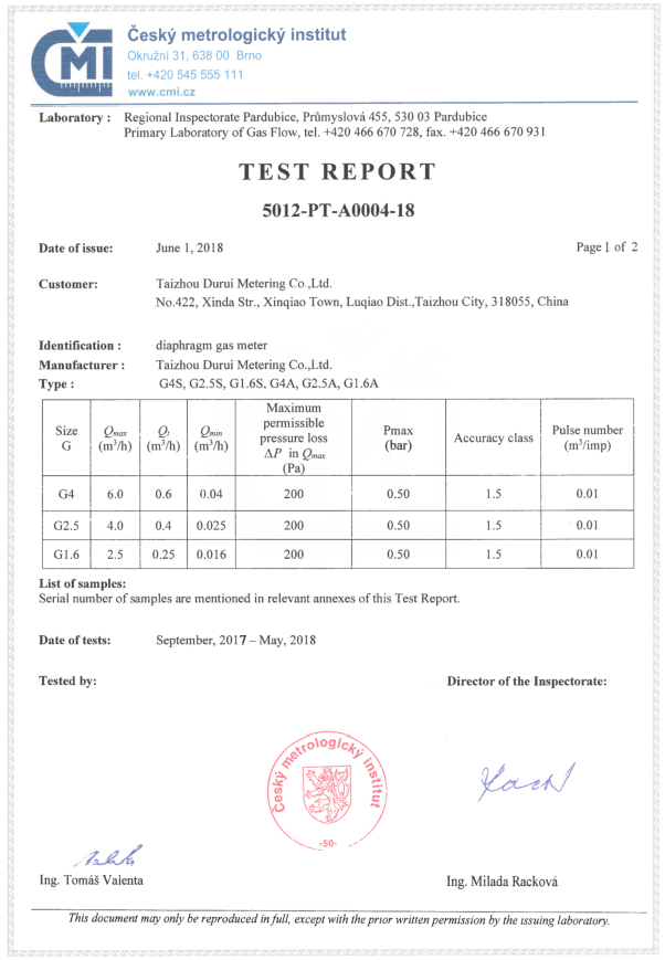 Test reports of MID Module “B” -EU type examination